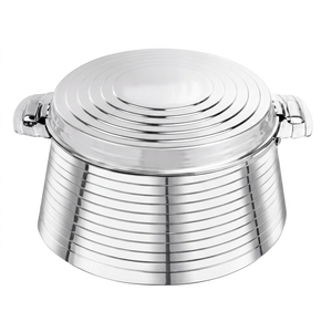 Casserole en acier inoxydable avec couvercle, 24 cm, ronde, durable, design minimaliste, compatible lave-vaisselle, pour cuisinière à gaz et à induction - Product Image 1