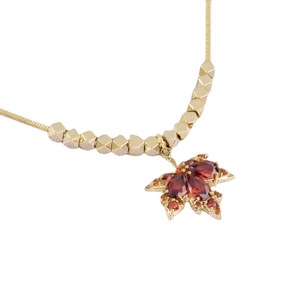 Red Maple Leaf Titanium Steel Necklace Women Crystal Rhinestone Claw Setting Clavicle Chain Everyday Wear - Product Image 5
