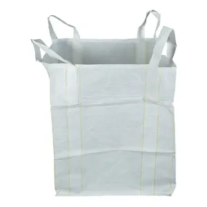 Sac Jumbo personnalisé de haute qualité PP blanc paquet en vrac de 1.2 tonnes Option à fond plat de dimension géante Caractéristique antistatique FIBC acceptée