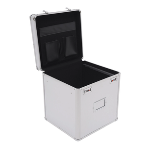 Valigetta per il trasporto e la conservazione di dischi in vinile da tavolo, con chiusura, per 50 dischi in vinile, colore argento, custodia per LP, custodia rigida per dischi. - Product Image 1