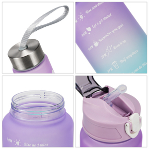 Bouteille d'eau en plastique dégradé pour le sport et la randonnée avec couvercle <span class=keywords><strong>à</strong></span> bouton-poussoir anti-fuite - Product Image 6