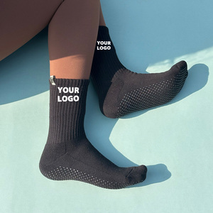 Calcetines de agarre de Pilates personalizados negros-Calcetines de yoga antideslizantes para mujeres Calcetines de entrenamiento de barra de algodón - Product Image 4