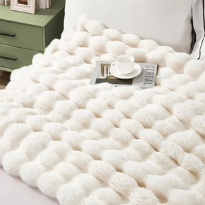 Luxury Skin- Friendly Weighted Warm Cozy Faux Fur Ripple Blanket Home Sofa <b>Bed</b> Room Fluffy <b>Throw</b> Blanket for Winter - Product Image 3
