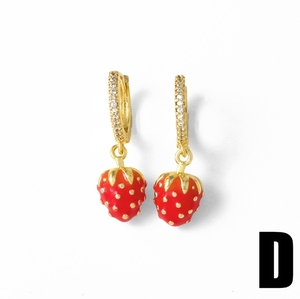 Esmalte fresa/<span class=keywords><strong>tortuga</strong></span> pendientes <span class=keywords><strong>de</strong></span> aro rojo chapado en oro CZ micro pavimentado cereza/Estrella/Corazón aros <span class=keywords><strong>de</strong></span> oreja joyería al por mayor - Product Image 6