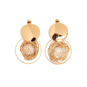 Pendientes de Moda con Diseño de Bola de Perla de Imitación, Chapados en Oro, de Aleación de Zinc, para Mujer, Joyería para Fiestas - Product Image 5