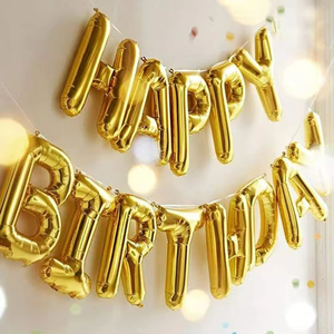 Hstyle Gold Happy Birthday Sign Banner palloncini, 16 pollici Mylar lettere palloncini Banner riutilizzabili per le decorazioni di <span class=keywords><strong>compleanno</strong></span> - Product Image 3