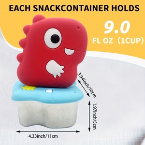 Portable 304 en acier inoxydable <span class=keywords><strong>dinosaure</strong></span> ustensiles de cuisine étanche trempette tasse avec couvercle en silicone boîtes <span class=keywords><strong>à</strong></span> lunch pour sauce tomate collations plus - Product Image 3