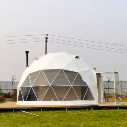 Glamping tinh thần khung geodesic ngoài trời Dome LỀU 6 mét với phòng tắm