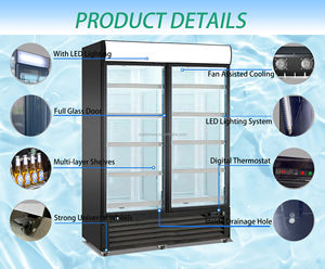Réfrigérateurs à boissons, réfrigérateur vertical, <span class=keywords><strong>vitrine</strong></span> commerciale en verre, <span class=keywords><strong>vitrine</strong></span> réfrigérée ventilée, refroidissement direct, 110V - Product Image 4