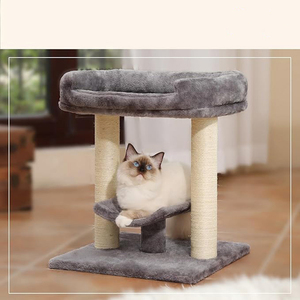 Produsen kustom mewah abu-abu mewah pohon kucing grosir kucing menggaruk tiang pohon menara terbaik penjual kucing pohon tempat tidur - Product Image 3