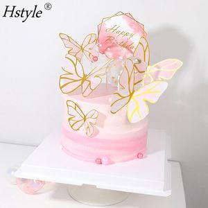 Decoración creativa de pastel de feliz cumpleaños con mariposas pintadas en rosa, fiesta de bienvenida para bebé, suministros para fiesta, barra de dulces PQ854 - Product Image 5