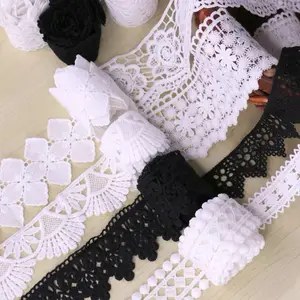 100% Polyester 1-9cm embellished narrow no stretch lace trim