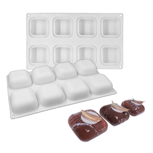 Moule à gâteau mousse carré à 8 cavités pour la cuisson de desserts français, forme de coussin 3D, plateau à glaçons en forme de pierre, moule à caramel, outils de pâtisserie et de cuisine - Product Image 3