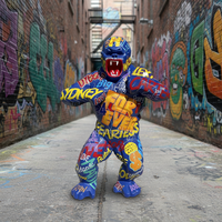 Statue de gorille graffiti moderne en résine, sculpture d'art faite à la main, modèle réaliste, taille personnalisée pour extérieur, jardin, rue, galerie, maison