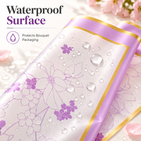 Feuilles d'emballage pour bouquets de fleurs avec bordure dorée, papier d'emballage pour fleurs imperméable pour les arrangements floraux d'anniversaire et de la Saint-Valentin