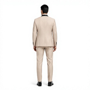 WARPRO INDUSTRY Costume trois pièces en laine noir pour homme, coupe droite, col à revers, simple boutonnage, devant plat - Product Image 4