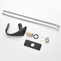 Robinet cascade de luxe noir mat en forme de C avec bouton moleté, plaque de montage, mitigeur de lavabo à arc, design artistique, eau chaude et froide