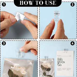 Clips Adhesivos Transparentes de Plástico <span class=keywords><strong>para</strong></span> Pared, Clips <span class=keywords><strong>para</strong></span> Colgar Fotos, Pósters, <span class=keywords><strong>para</strong></span> la Escuela, Oficina, Hogar - Product Image 5