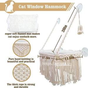 Cama para Mascotas Tejida y Ecológica, Hamaca de Macramé para Ventana de Gato, Ahorra Espacio, con 4 Asientos, Cálida, Lavable, con Diseño Animal, en Caja - Product Image 6
