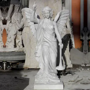 बिक्री के लिए कस्टम लाइफ साइज गार्डन सजावट प्राचीन डिजाइन पत्थर की परी पंखों वाली मूर्ति संगमरमर की परी मूर्ति