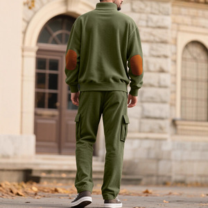 Ensemble de survêtement personnalisable avec logo pour homme, automne/hiver, tricoté 100% coton, pantalon de travail à capuche et sweat-shirt, impression numérique - Product Image 4