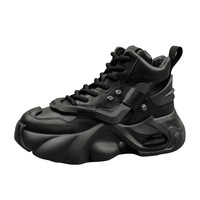 Baskets montantes décontractées pour hommes, style 'Dad Sneakers' à semelle épaisse, à lacets, avec rehaussement de hauteur invisible, tendance jeunesse