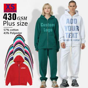 Customized Cartoon Logo 430g Polyester/Cotton Blend Winter Loose-fitting Zipper Hooded Sport Outfit Hood Lined Design Solid