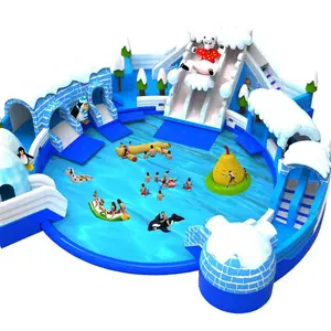 Glissière d'eau gonflable mobile de parc aquatique du monde de glace et de neige de 15m Dia avec des accessoires de piscine