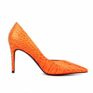 Stili classici moda <span class=keywords><strong>donna</strong></span> scarpe singole di grandi dimensioni scarpe con tacco alto da <span class=keywords><strong>donna</strong></span> a punta arancione scarpe da festa da sposa - Product Image 4