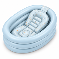 Baignoire gonflable pour bébé avec support intérieur profilé, conception ovale en PVC avec chambre à air pour un rangement peu encombrant, emballage personnalisé