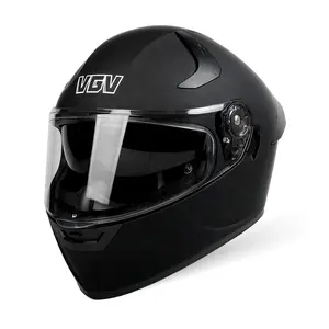 V606 mat siyah nokta belgelendirme tam yüz kask çift lens yarış kask motosiklet kask