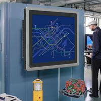 Casing Logam IP65 Monitor Industri Terintegrasi 10.1 23.8 Inci 12-36V DC Layar LCD 12-36V DC Layar Sentuh Kapasitif untuk