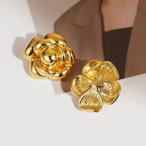 2022 New Arrival Jewelry Retro 18K Gold Plated Rose Stud Earrings For Women