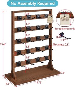 Support de rangement pour cartes de boucles d'oreilles à 20 crochets, un présentoir à bijoux en bois adapté aux cartes de boucles d'oreilles et aux présentoirs de bijoux - Product Image 2