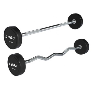 Haltérophilie à tête ronde en caoutchouc fixe, barre d'haltérophilie facile à boucler - Product Image 1