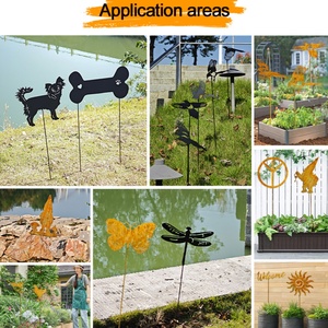 Adornos de Jardín de Acero Inoxidable con Diseño de Pájaros y Flores Artificiales para Decoración del Hogar y Exteriores, Venta al por Mayor - Product Image 4