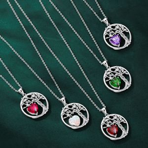 Collar con Colgante de Árbol de la Vida con Corte Esmeralda, Chapado en Rodio y Plata de Ley 925 de 14K, Amuleto Religioso para Mujer, para Aniversario - Product Image 2