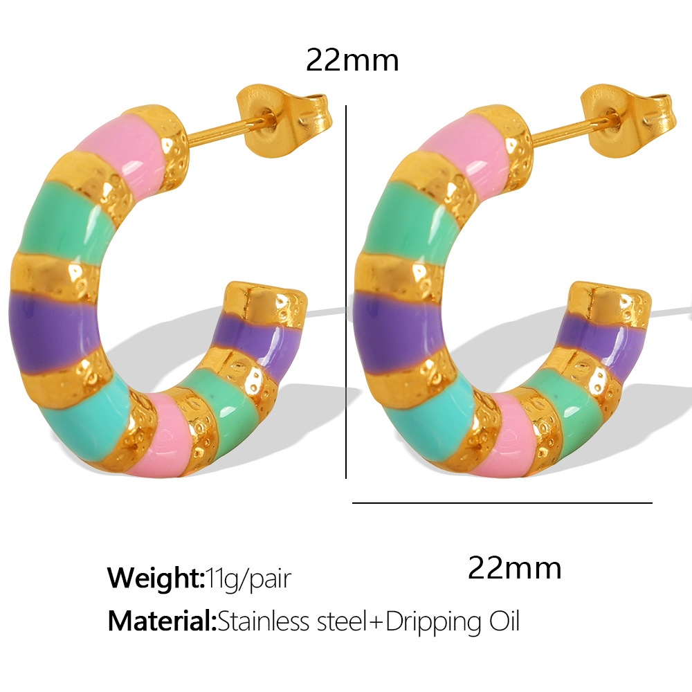 Pendientes de oro con gotas de colores EH333