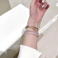 Vente en gros de bijoux en jade de quartzite de glace naturelle vert et violet Bracelet de jade véritable Bracelet à la mode fabriqué à la main