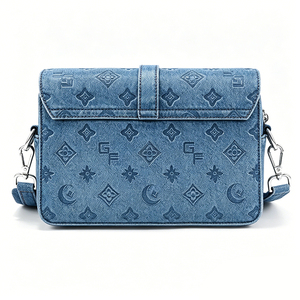 Sac bandoulière en jean gaufré personnalisé OEM ODM, vente en gros, mode, fermeture éclair, bouton, commandes en gros, marque privée - Product Image 5