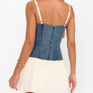 Nuevo Vestido Corto Retro Estilo Spicy Girl, Vestido de Mezclilla Ajustado con Parches y Top Tubo - Product Image 2