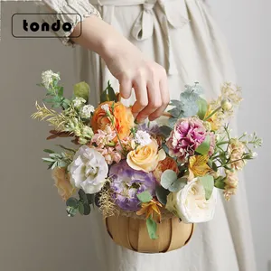 Tondo kore dantel çiçek çiçek aranjmanı taşınabilir çiçek weaver sepetleri çiçekler el yapımı