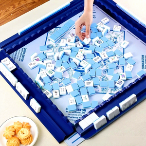 Règle et pousseur de mahjong en bois massif de luxe moderne 44,5 cm, base de jeu de société de bureau ondulée, support pour dominos et poker - Product Image 2