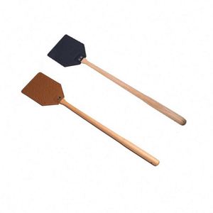 Wholesale Wooden Handle Leather Fly Rustic Swatter for Flies <b>Bees</b> - Product Image 1