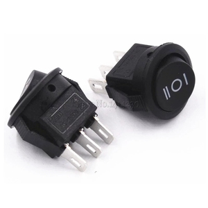 16mm çap küçük yuvarlak siyah 3 Pin 6A/125V 3A/250V SPDT ON-OFF-ON Rocker anahtarı Snap-in - Product Image 4