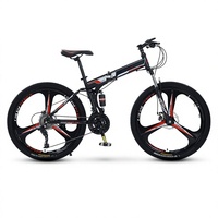 Vélo de montagne pliable transfrontalier avec suspension avant, freins à double disque, cadre en acier au carbone, portable pour les sports de plein air - Vente en gros