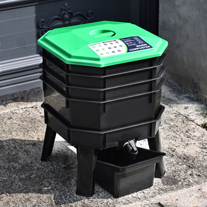 Boîte de culture moderne en plastique pour vers de terre, pour le compostage des déchets de cuisine et l'utilisation en jardin, avec plateau carré - Product Image 1