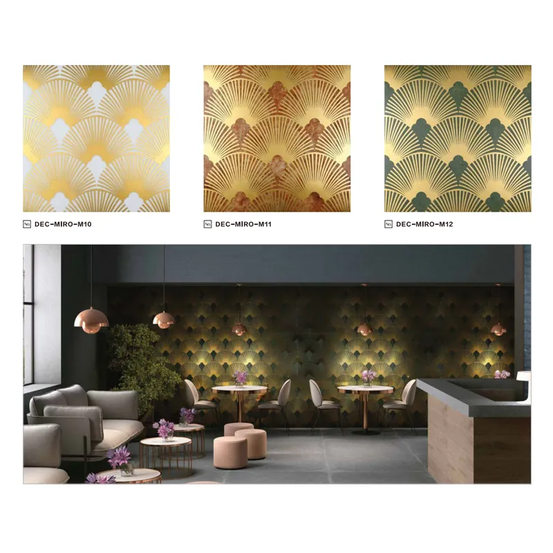 Manufacturers customize fan-shaped polished crystal tiles with different patterns Golden luxury polished tiles