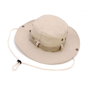 beige sombrero redondo de cuadros de los hombres y las mujeres de senderismo al aire libre sombrero de pescador - Product Image 1