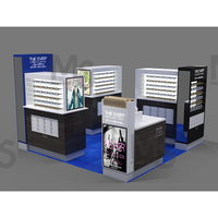 Kunden spezifische optische Brille Shop Innen architektur Dekoration Holz Brillen Display Showcase LED maßge schneiderte Optiker Kiosk Möbel